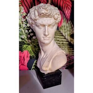 Gino Ruggeri Bust of David Sculpture Marble - Made in Italy 11.5" Vintage